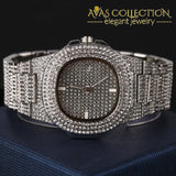 Luxury Leaf Pendant Mens Iced Out Watch/ Necklace Plus Pendant Quartz Watches