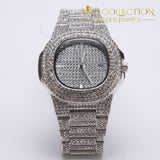Luxury Leaf Pendant Mens Iced Out Watch/ Necklace Plus Pendant Quartz Watches