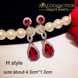 Luxury Rose Red Stone Earrings Collection Drop