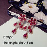 Luxury Rose Red Stone Earrings Collection Drop