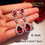 Luxury Rose Red Stone Earrings Collection Drop