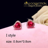 Luxury Rose Red Stone Earrings Collection Drop
