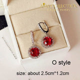 Luxury Rose Red Stone Earrings Collection Drop