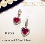 Luxury Rose Red Stone Earrings Collection Drop