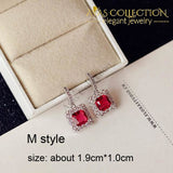 Luxury Rose Red Stone Earrings Collection Drop