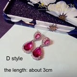 Luxury Rose Red Stone Earrings Collection Drop