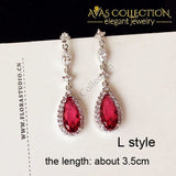 Luxury Rose Red Stone Earrings Collection Drop