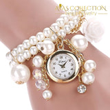 Rose Flower Design Pearl Wrist Watch Womens Watches