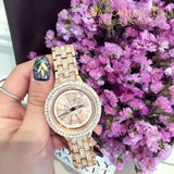 Stainless Steel Dress Watch Shining Rotation big Rhinestone Ladies Wrist Watch - Avas Collection
