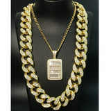 Iced Out Miami Cuban Compass Rock 2cm Pendant Bling Set