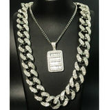 Iced Out Miami Cuban Compass Rock 2cm Pendant Bling Set
