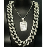 Iced Out Miami Cuban Compass Rock 2cm Pendant Bling Set