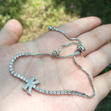 Micro Pave Letter Delicate Bracelet With Stones