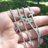 Micro Pave Letter Delicate Bracelet With Stones