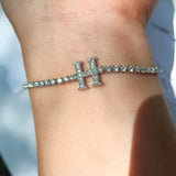 Micro Pave Letter Delicate Bracelet With Stones