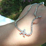 Micro Pave Letter Delicate Bracelet With Stones
