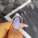 925 Sterling Silver Oval/ Blue Side Stones Engagement Ring Rings