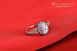 925 Sterling Silver Oval/ Blue Side Stones Engagement Ring Rings