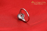 925 Sterling Silver Oval/ Blue Side Stones Engagement Ring Rings