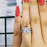 Solid 925 Sterling Silver Ring/ Rose Gold Engagement Ring 5 Rings