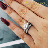Vintage Solid 925 Sterling Silver Wedding Ring Set Simulated Diamonds Rings