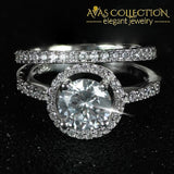 925 Silver Couple Rings Wedding Rings Simulated Diamonds Round Cut - Avas Collection