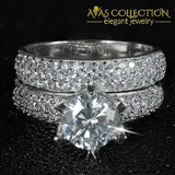 Elegant Wedding Ring Set Solid 925 Silver Simulated Diamonds Rings