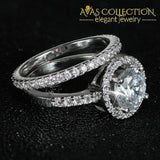 925 Silver Couple Rings Wedding Rings Simulated Diamonds Round Cut - Avas Collection
