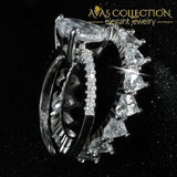 Heart Wedding Ring Set Solid 925 Silver Simulated Diamonds Rings