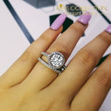 925 Silver Couple Rings Wedding Rings Simulated Diamonds Round Cut - Avas Collection
