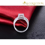 Solid Silver 925 Sterling Princess Cut Wedding Ring Set Rings