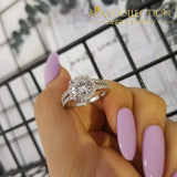 Real 925 Sterling Silver Halo Engagement Ring Simulated Diamonds Rings