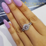 Real 925 Sterling Silver Halo Engagement Ring Simulated Diamonds Rings