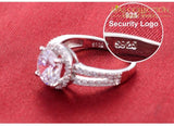 Real 925 Sterling Silver Halo Engagement Ring Simulated Diamonds Rings
