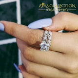Real 925 18K White Gold Finish Wedding Set Vintage Rings
