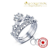 Real 925 18K White Gold Finish Wedding Set Vintage Rings