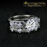 Real 925 18K White Gold Finish Wedding Set Vintage Rings