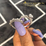 Real 925 18K White Gold Finish Wedding Set Vintage Rings