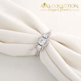 3 Stones Setting 925 Sterling Silver/ High Polished - Avas Collection