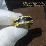 Male Blue Zircon Cz 14K Yellow Gold Filled Engagement Rings