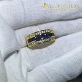 Male Blue Zircon Cz 14K Yellow Gold Filled Engagement Rings