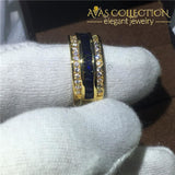 Male Blue Zircon Cz 14K Yellow Gold Filled Engagement Rings