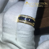 Male Blue Zircon Cz 14K Yellow Gold Filled Engagement Rings