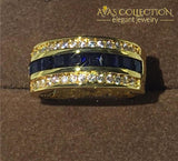 Male Blue Zircon Cz 14K Yellow Gold Filled 8 / Engagement Rings