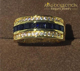 Male Blue Zircon Cz 14K Yellow Gold Filled Engagement Rings