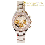 Crystal Quartz Women's Watch Silver/ Gold - Avas Collection