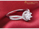 Solid 925 Sterling Silver 3 Carat Twisted Engagement Ring Rings