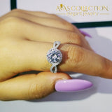 Solid 925 Sterling Silver 3 Carat Twisted Engagement Ring 5 Rings