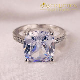 Cushion Cut Real 925 Sterling Silver Ring Luxury High Quality 18K White Gold Finish Engagement Rings