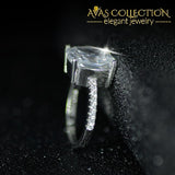Cushion Cut Real 925 Sterling Silver Ring Luxury High Quality 18K White Gold Finish Engagement Rings